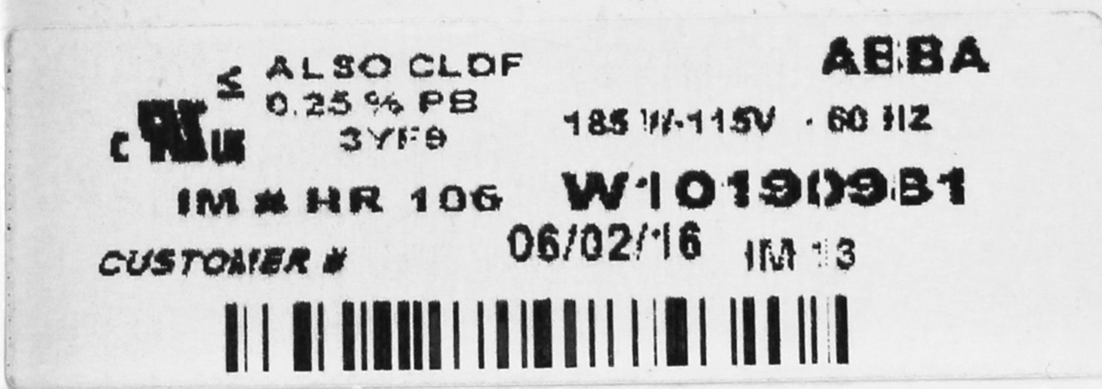 Whirlpool WPW10190981