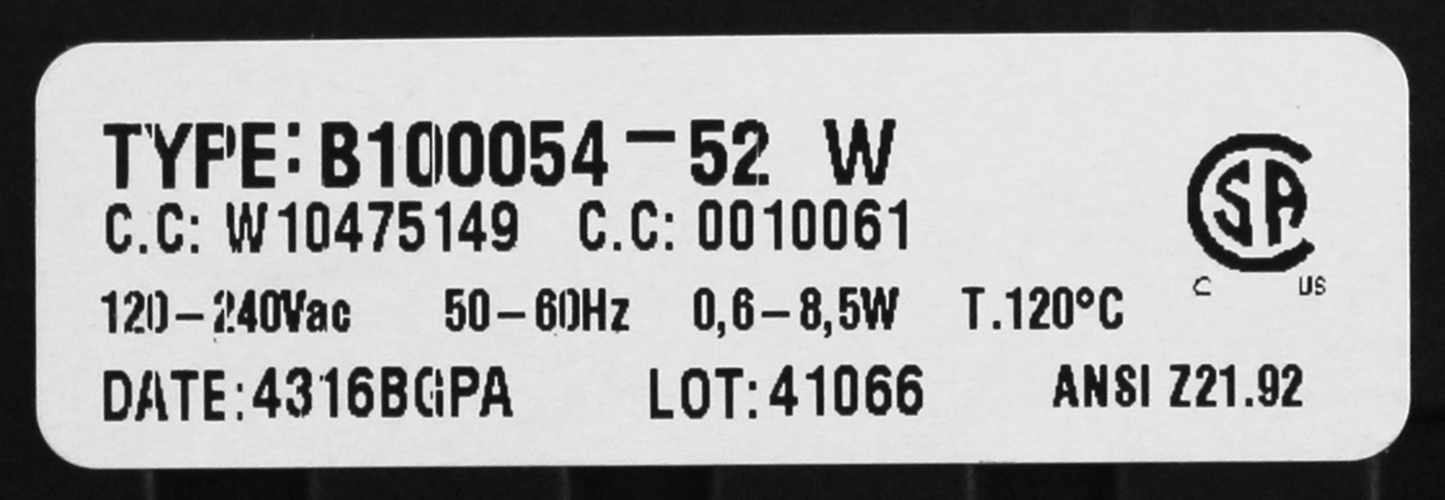Whirlpool WPW10475149