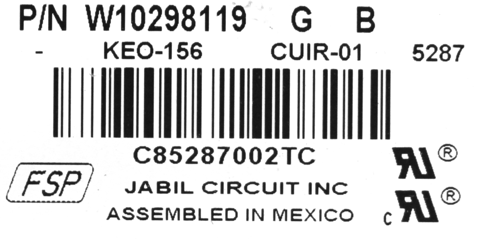 Whirlpool WPW10298119
