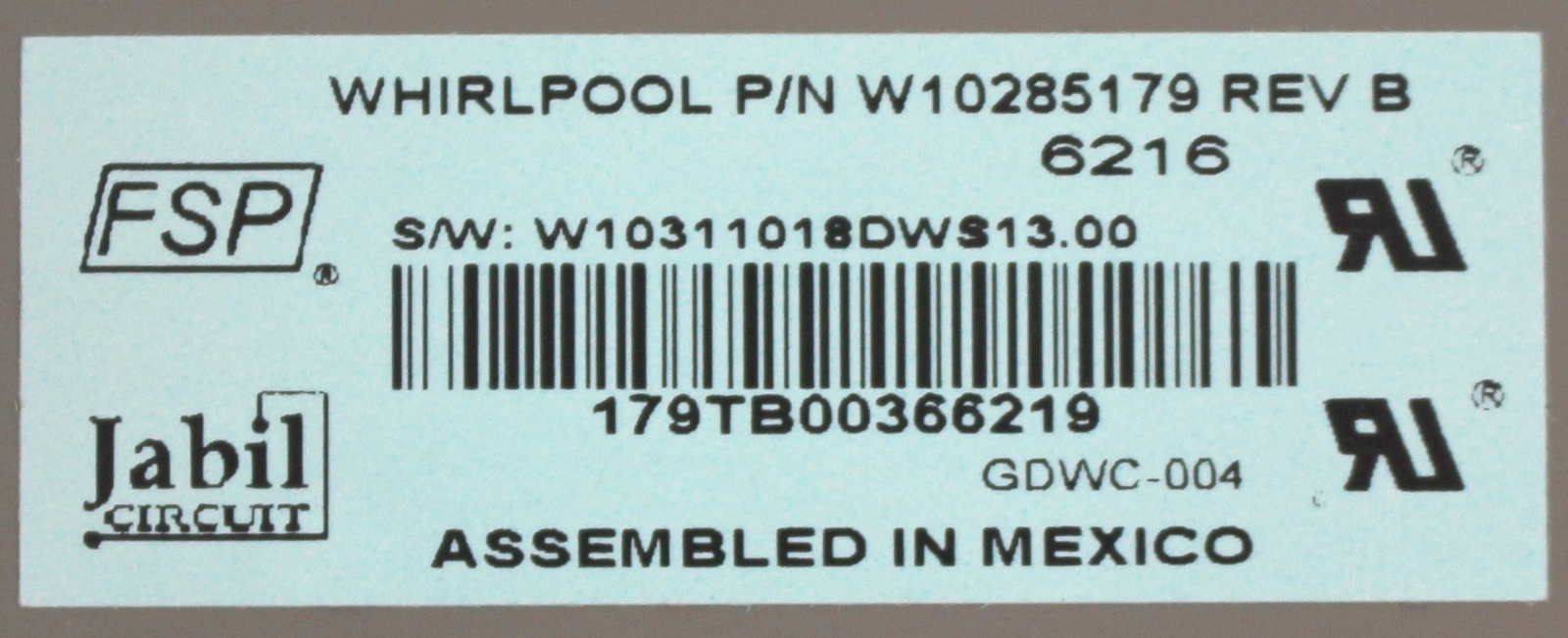 Whirlpool WPW10285179