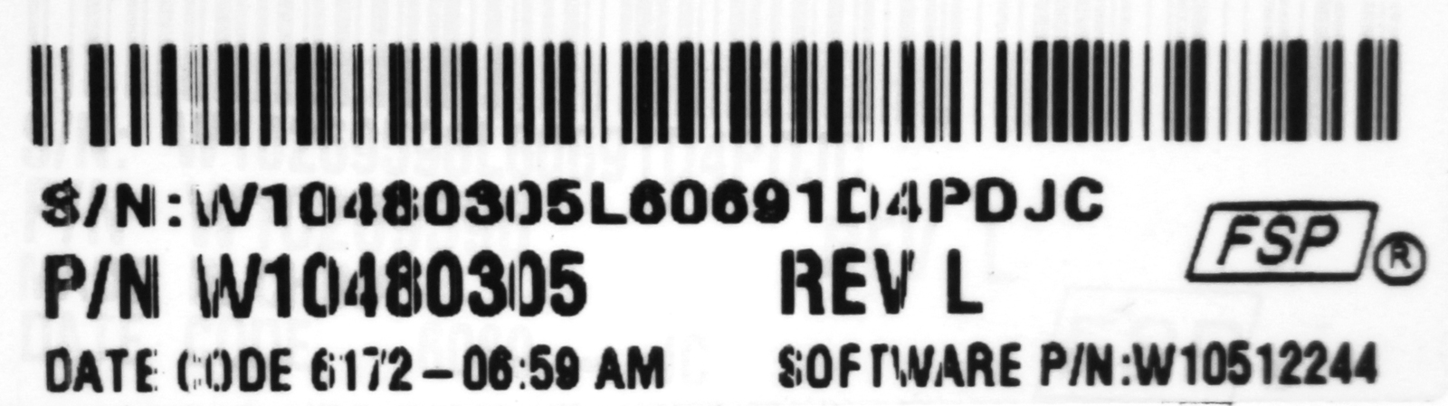 Whirlpool W10480305