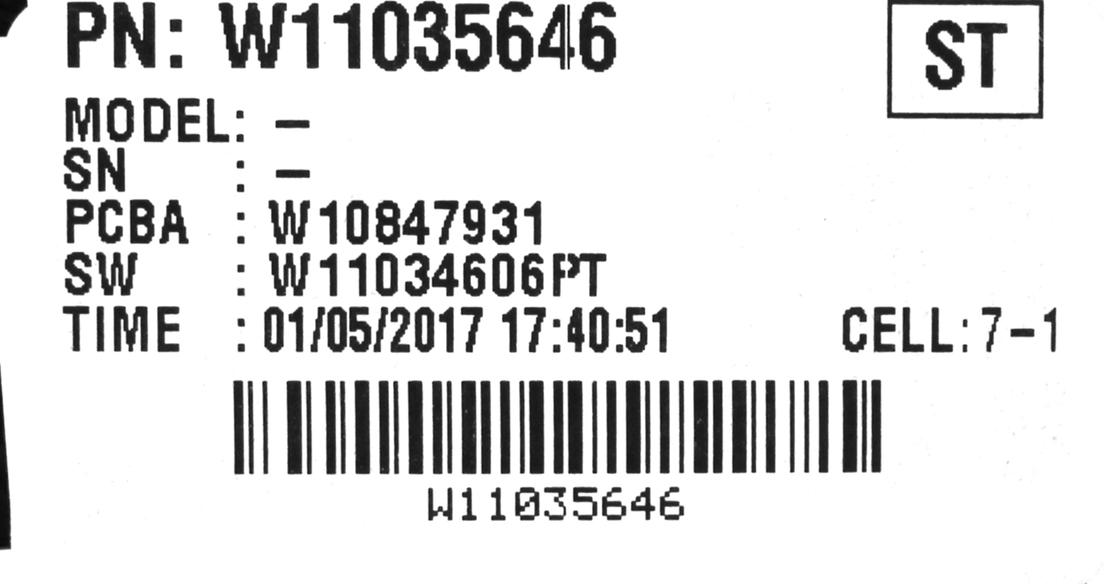 Whirlpool W11038309
