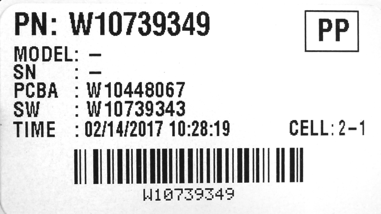 Whirlpool WPW10739349